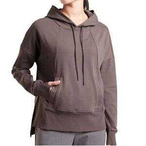 Athleta Relaxed Fit Mission Hoodie Sweatshirt Pullover Shale Brown Athleisure